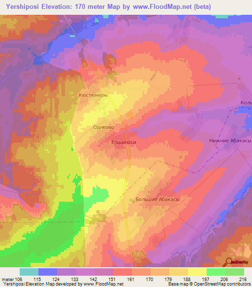 Yershiposi,Russia Elevation Map