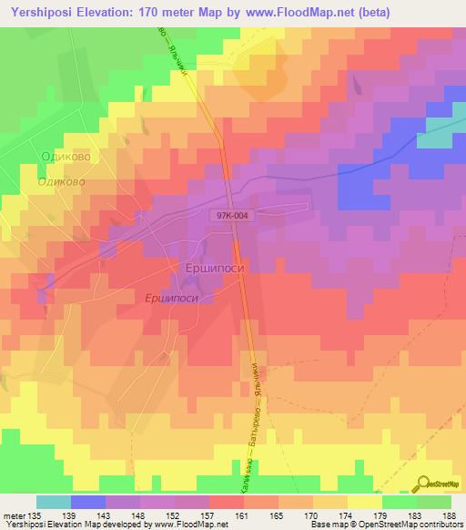 Yershiposi,Russia Elevation Map