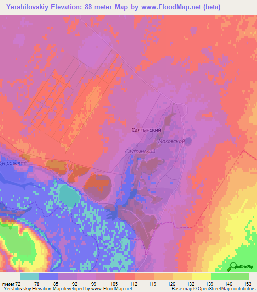 Yershilovskiy,Russia Elevation Map