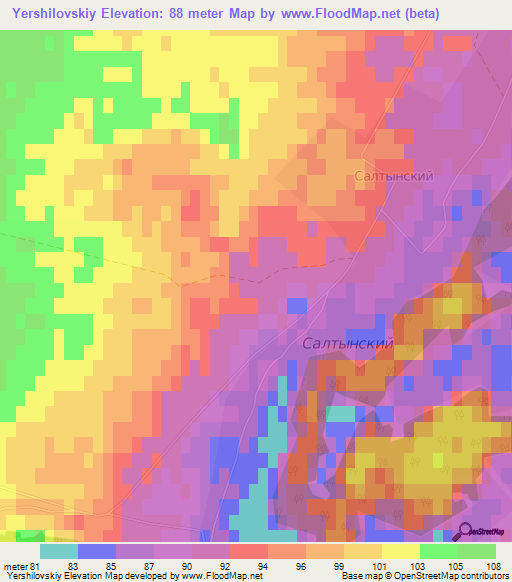 Yershilovskiy,Russia Elevation Map