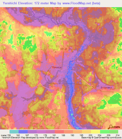 Yershichi,Russia Elevation Map