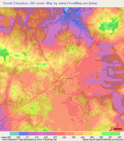 Yershi,Russia Elevation Map