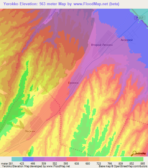 Yerokko,Russia Elevation Map