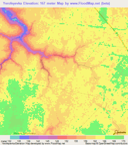 Yerofeyevka,Russia Elevation Map