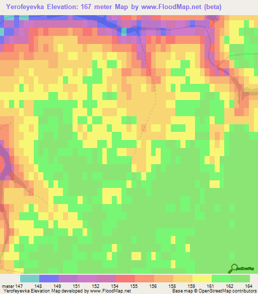 Yerofeyevka,Russia Elevation Map