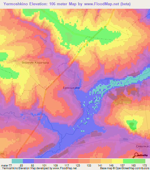 Yermoshkino,Russia Elevation Map