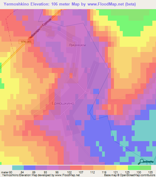 Yermoshkino,Russia Elevation Map