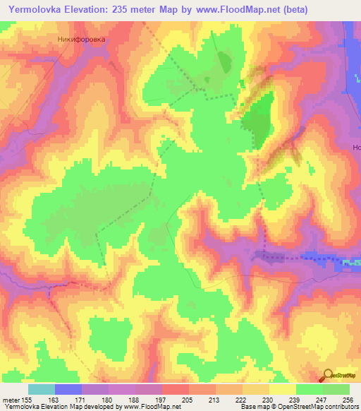 Yermolovka,Russia Elevation Map