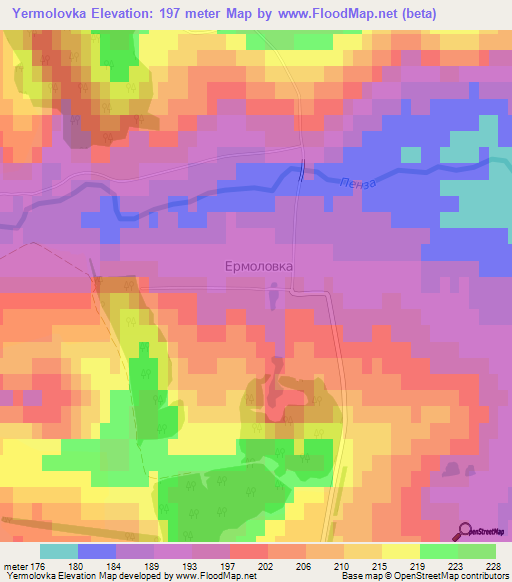 Yermolovka,Russia Elevation Map