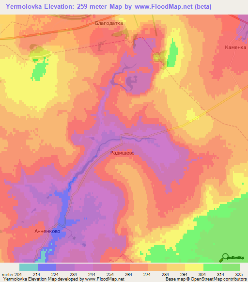 Yermolovka,Russia Elevation Map