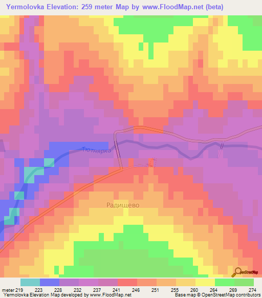 Yermolovka,Russia Elevation Map