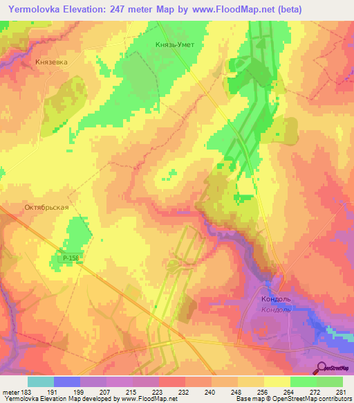 Yermolovka,Russia Elevation Map