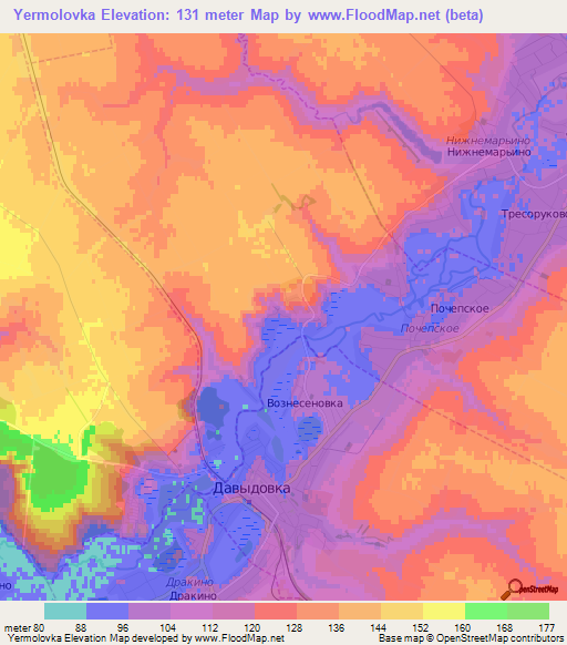 Yermolovka,Russia Elevation Map