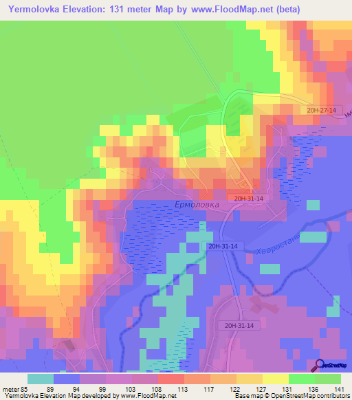 Yermolovka,Russia Elevation Map