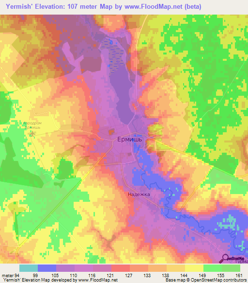 Yermish',Russia Elevation Map