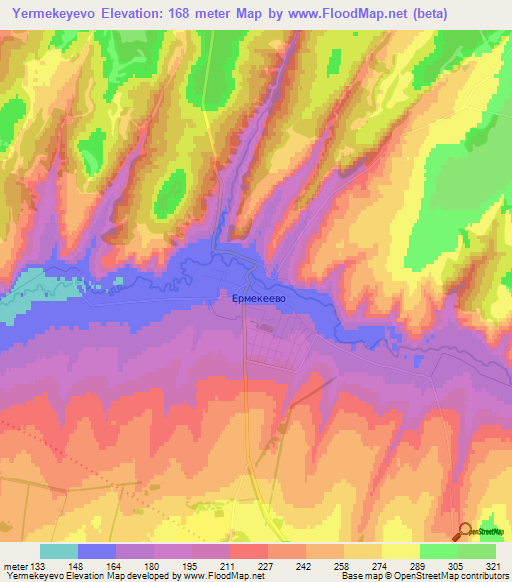 Yermekeyevo,Russia Elevation Map