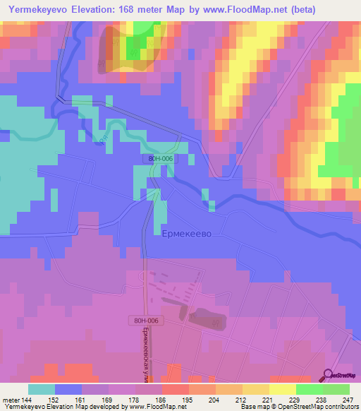 Yermekeyevo,Russia Elevation Map