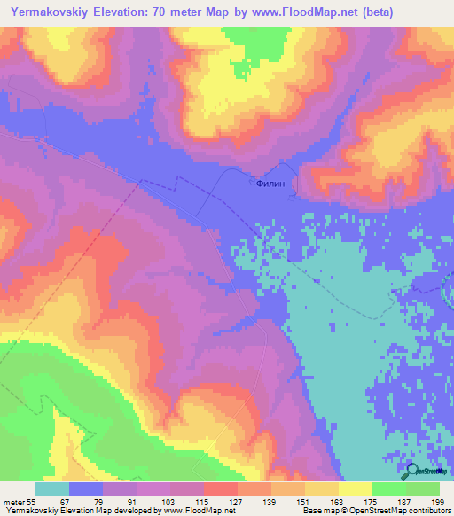 Yermakovskiy,Russia Elevation Map