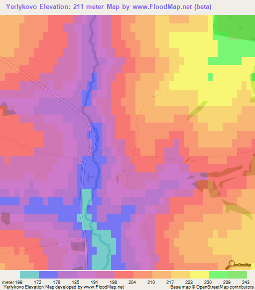 Yerlykovo,Russia Elevation Map