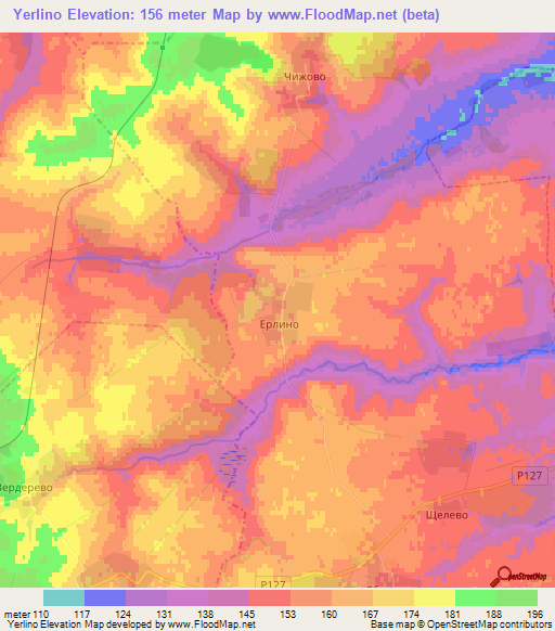 Yerlino,Russia Elevation Map