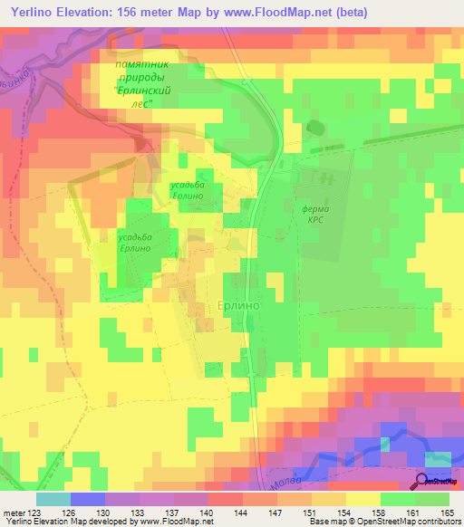 Yerlino,Russia Elevation Map