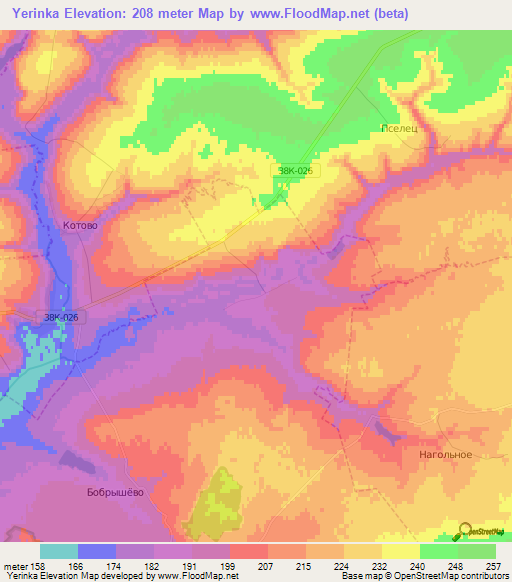 Yerinka,Russia Elevation Map