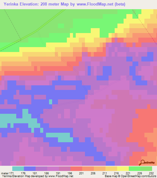 Yerinka,Russia Elevation Map