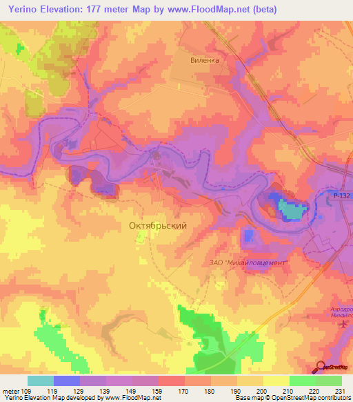 Yerino,Russia Elevation Map