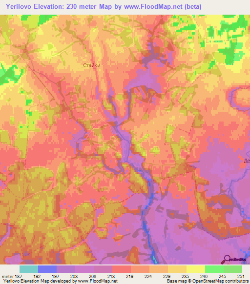 Yerilovo,Russia Elevation Map