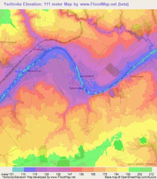 Yerilovka,Russia Elevation Map