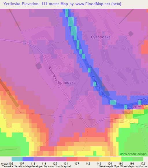 Yerilovka,Russia Elevation Map