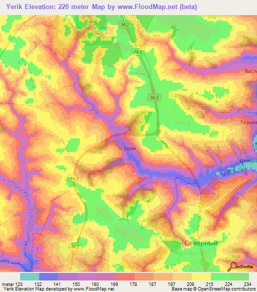 Yerik,Russia Elevation Map