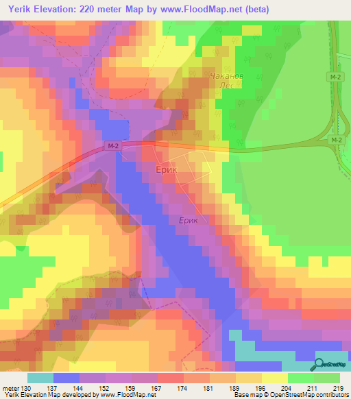 Yerik,Russia Elevation Map