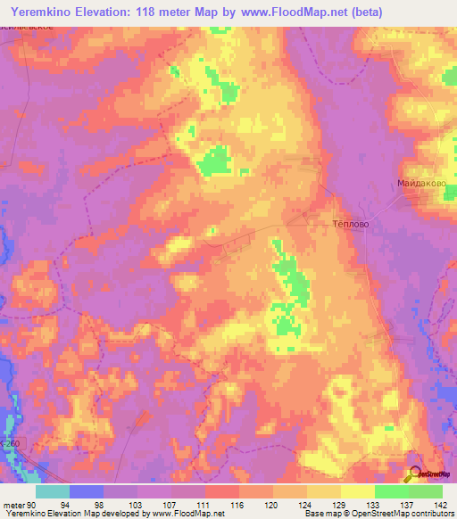 Yeremkino,Russia Elevation Map