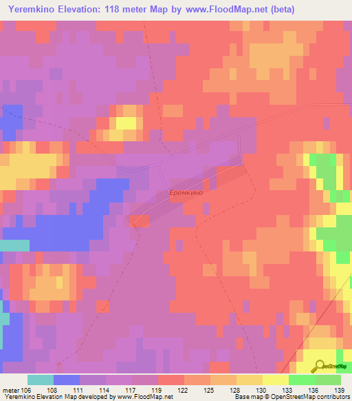 Yeremkino,Russia Elevation Map