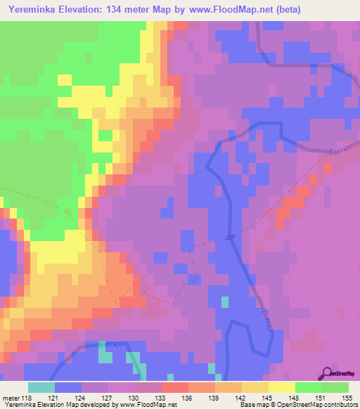 Yereminka,Russia Elevation Map