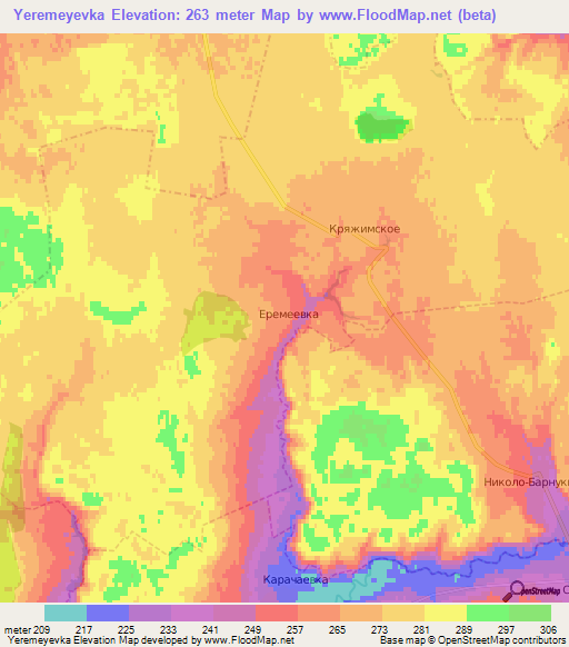 Yeremeyevka,Russia Elevation Map