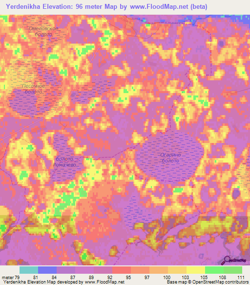 Yerdenikha,Russia Elevation Map