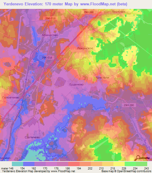 Yerdenevo,Russia Elevation Map