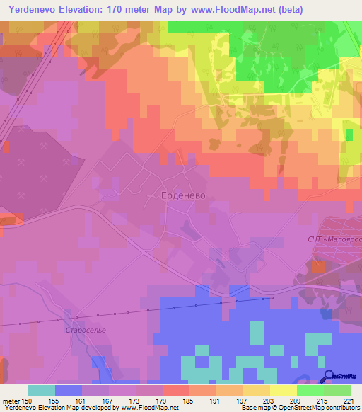 Yerdenevo,Russia Elevation Map