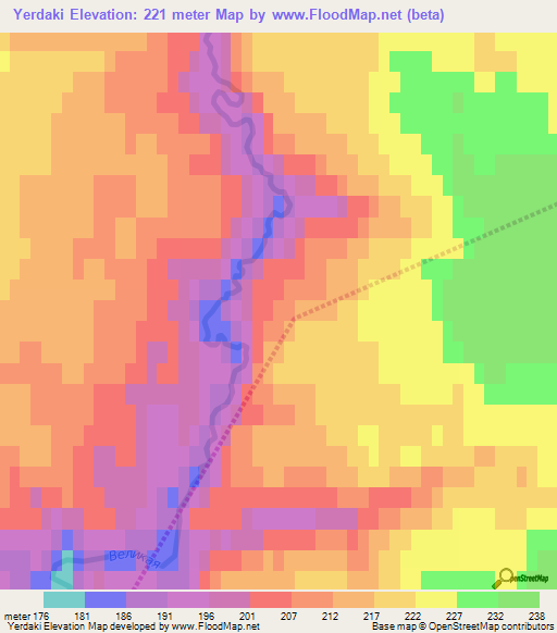 Yerdaki,Russia Elevation Map