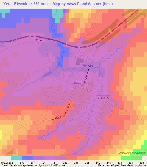 Yeral,Russia Elevation Map