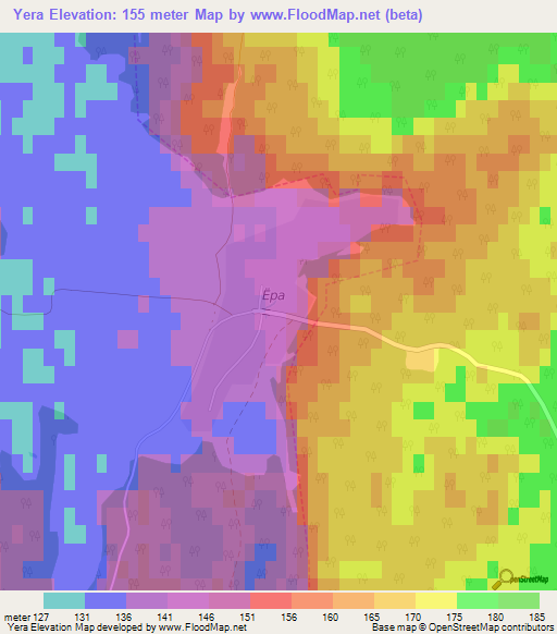 Yera,Russia Elevation Map