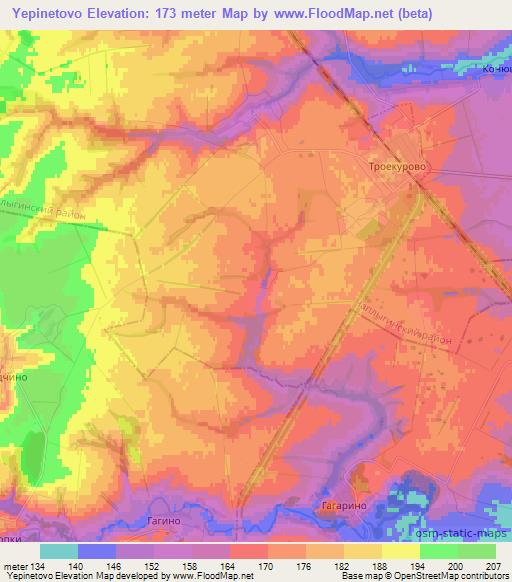 Yepinetovo,Russia Elevation Map