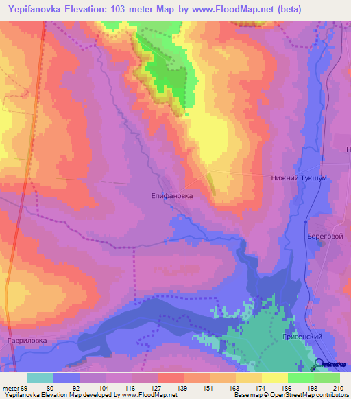 Yepifanovka,Russia Elevation Map