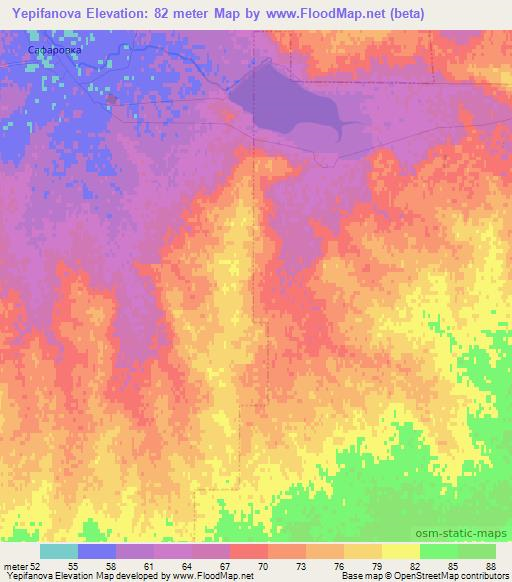 Yepifanova,Russia Elevation Map