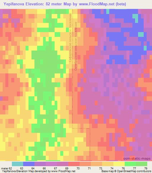 Yepifanova,Russia Elevation Map