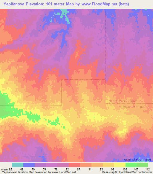 Yepifanova,Russia Elevation Map