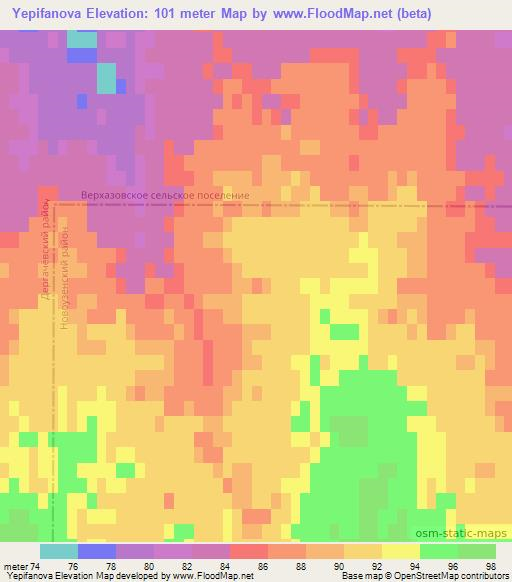 Yepifanova,Russia Elevation Map