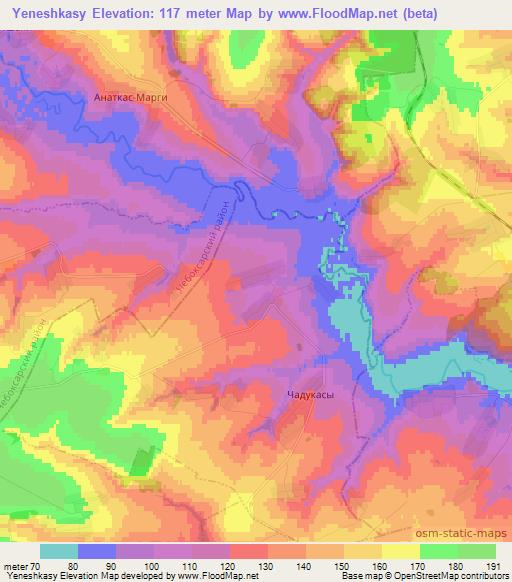 Yeneshkasy,Russia Elevation Map